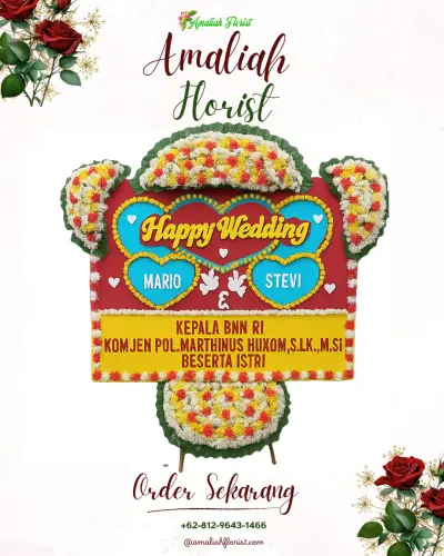 Karangan Papan Bunga Pernikahan di Kadugede